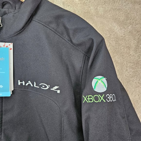 NWT 2012 Halo 4 XBOX 360 Promo Spell Out Full Zip Jacket Black Pockets Women's M - Picture 2 of 10